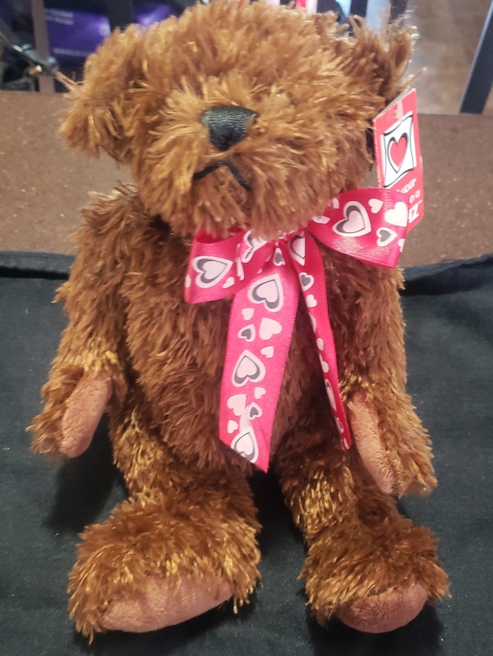 Vintage Gund Murdock Dark Brown Teddy Bear HV9025, Plush Bear with Red Bow